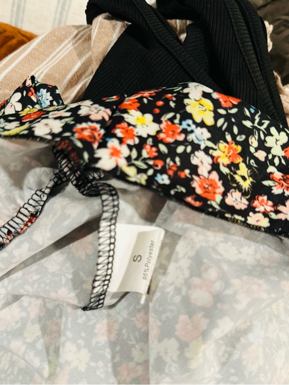 Women’s Black Floral Dress with Flared Skirt - Small, New - Picture 5 of 5